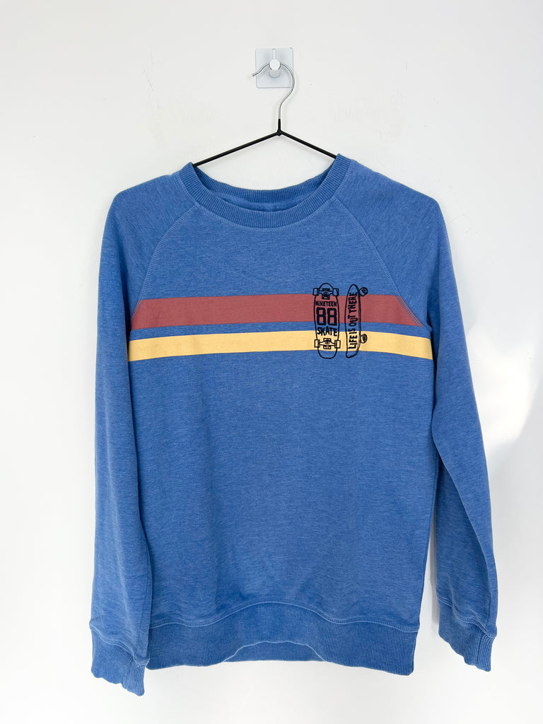Second Hand Older Kids Fat Face blue stripe chest sweatshirt - Sweet Pea Preloved Clothes