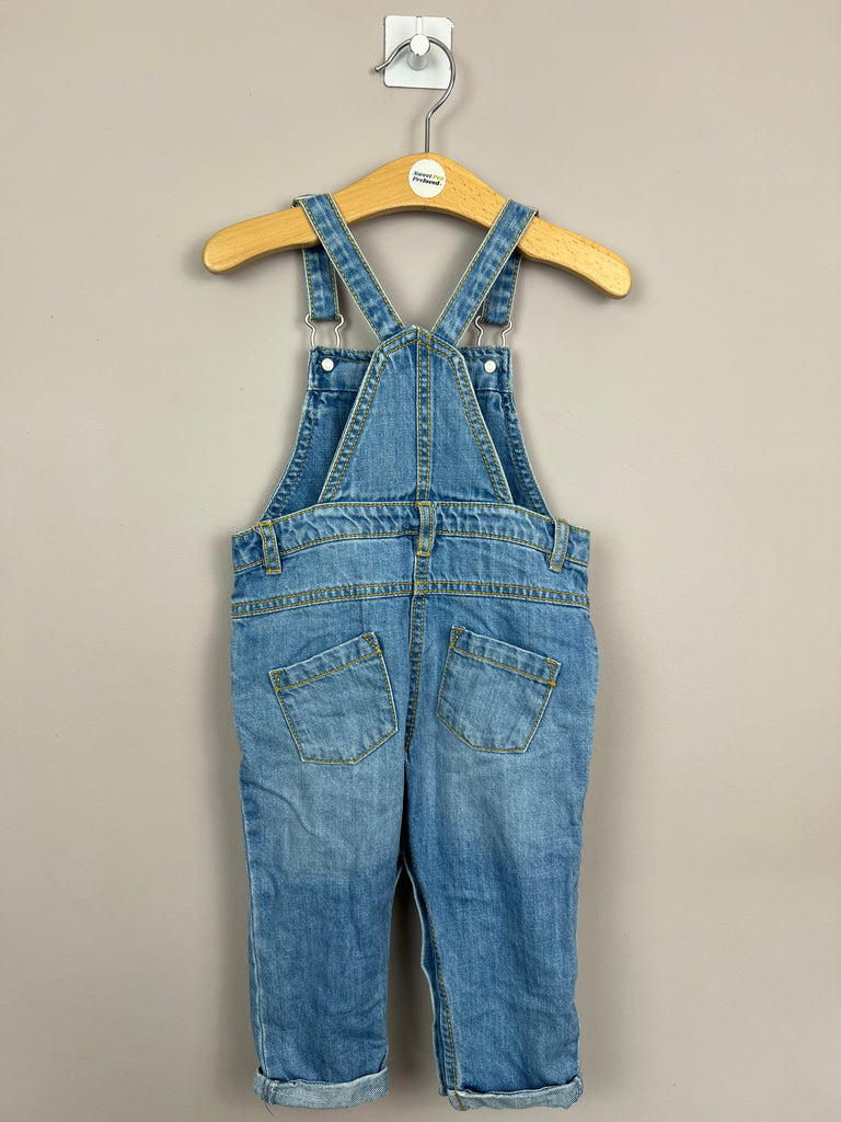 12-18m Next denim dungarees with ruffle trim - Sweet Pea Preloved Clothes