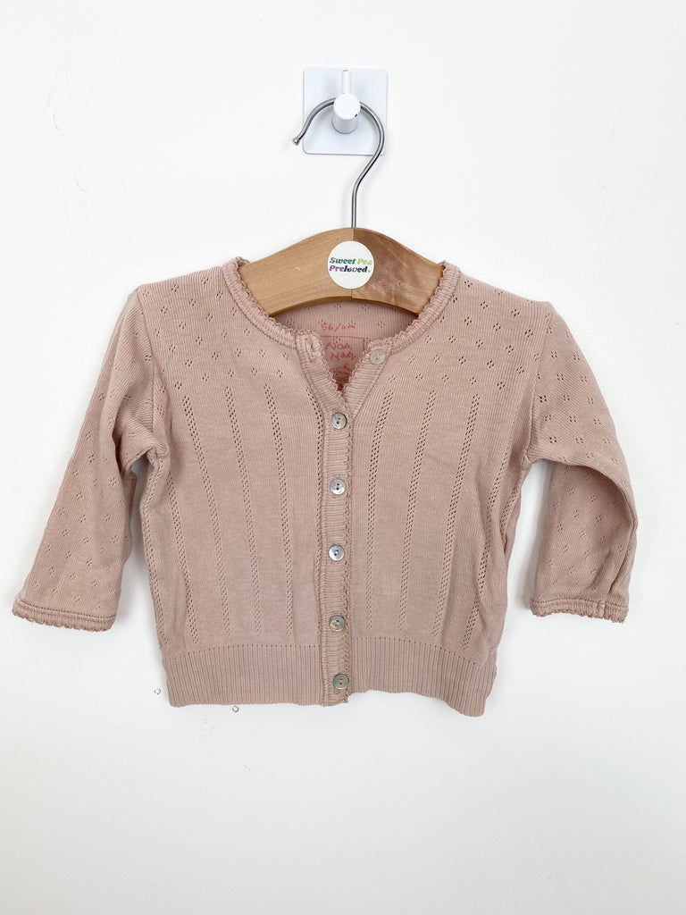 Second Hand baby Newborn Noa Noa blush pointelle cardigan - Sweet Pea Preloved Clothes