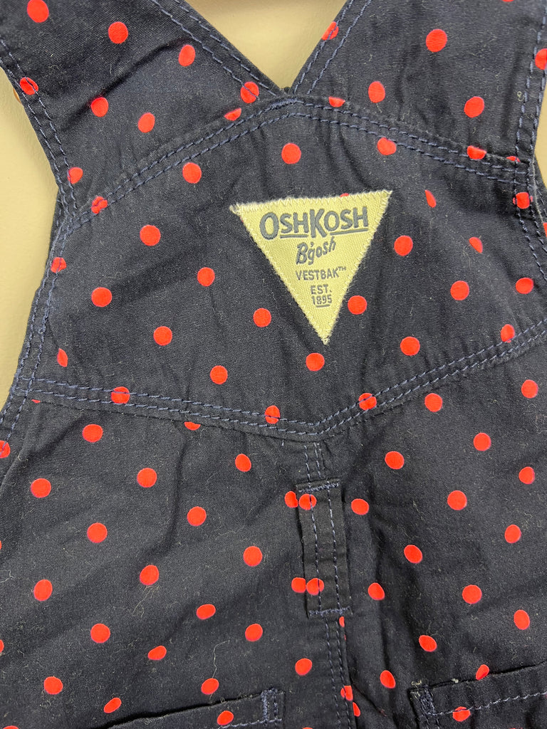 24m Oshkosh navy cotton spotty dungarees BNWT - Sweet Pea Preloved Clothes
