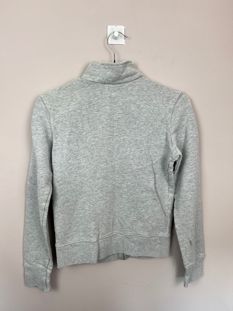 10-11y Benetton grey zip through studded logo sweatshirt - Sweet Pea Preloved Clothes