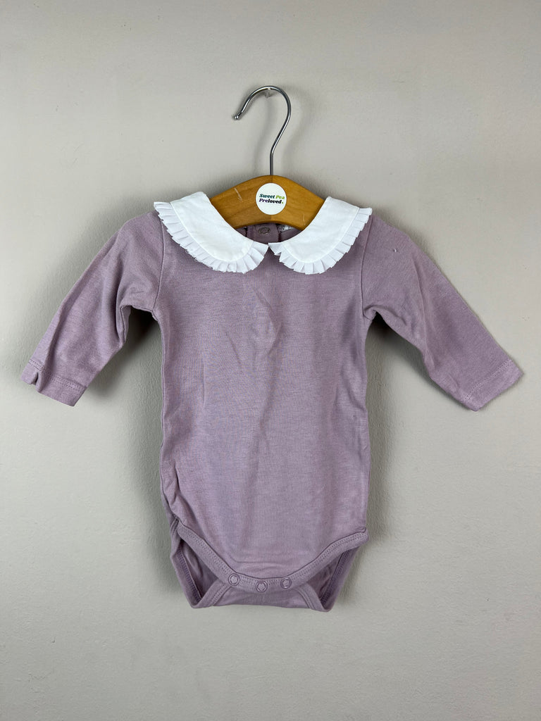 Second hand Baby Name It soft plum bodysuit with statement collar - Sweet Pea Preloved Clothes