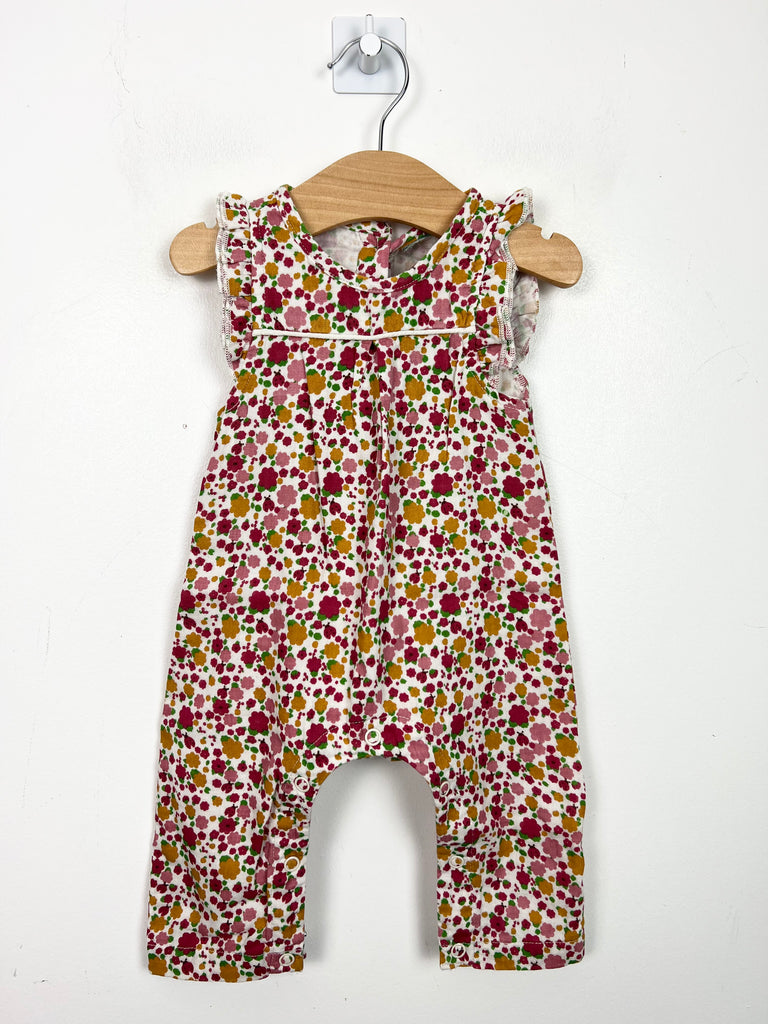 Second hand Organic baby Little Green Radicals berry floral dungarees - Sweet Pea Preloved Clothes