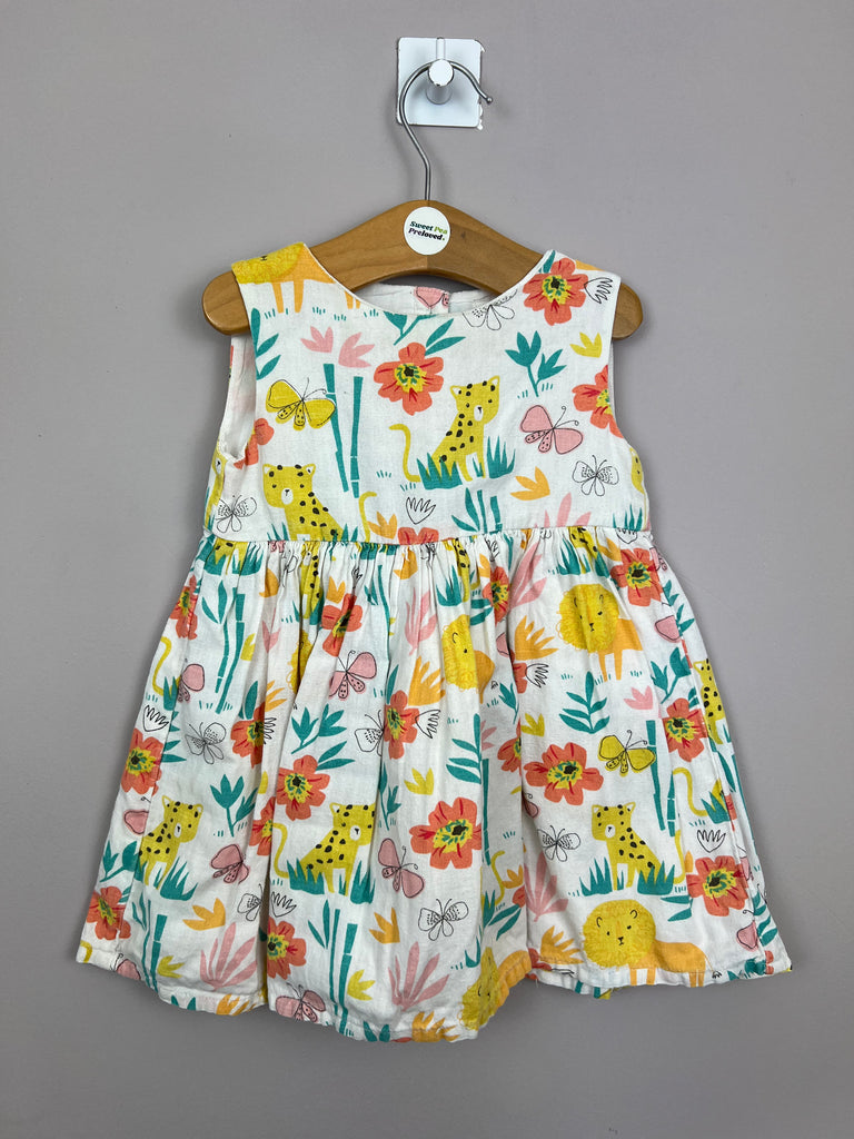 9-12m John Lewis leopard linen dress - Sweet Pea Preloved Clothes