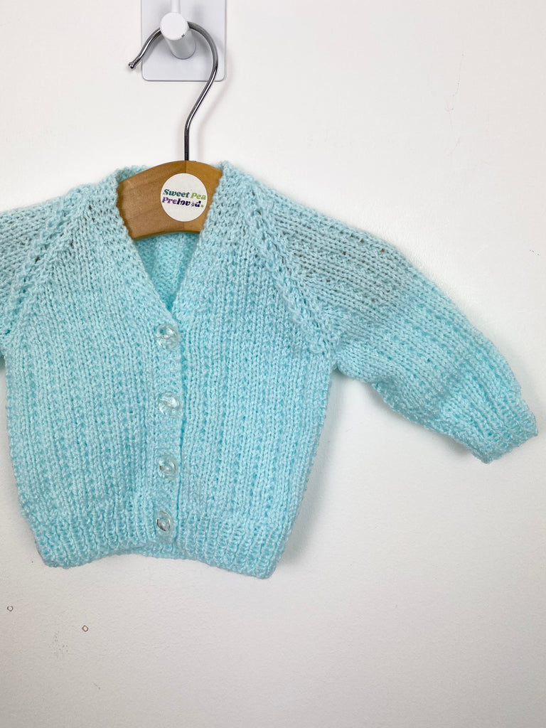 Secondhand Newborn Hand baby Knit Cardigan - Aqua - 