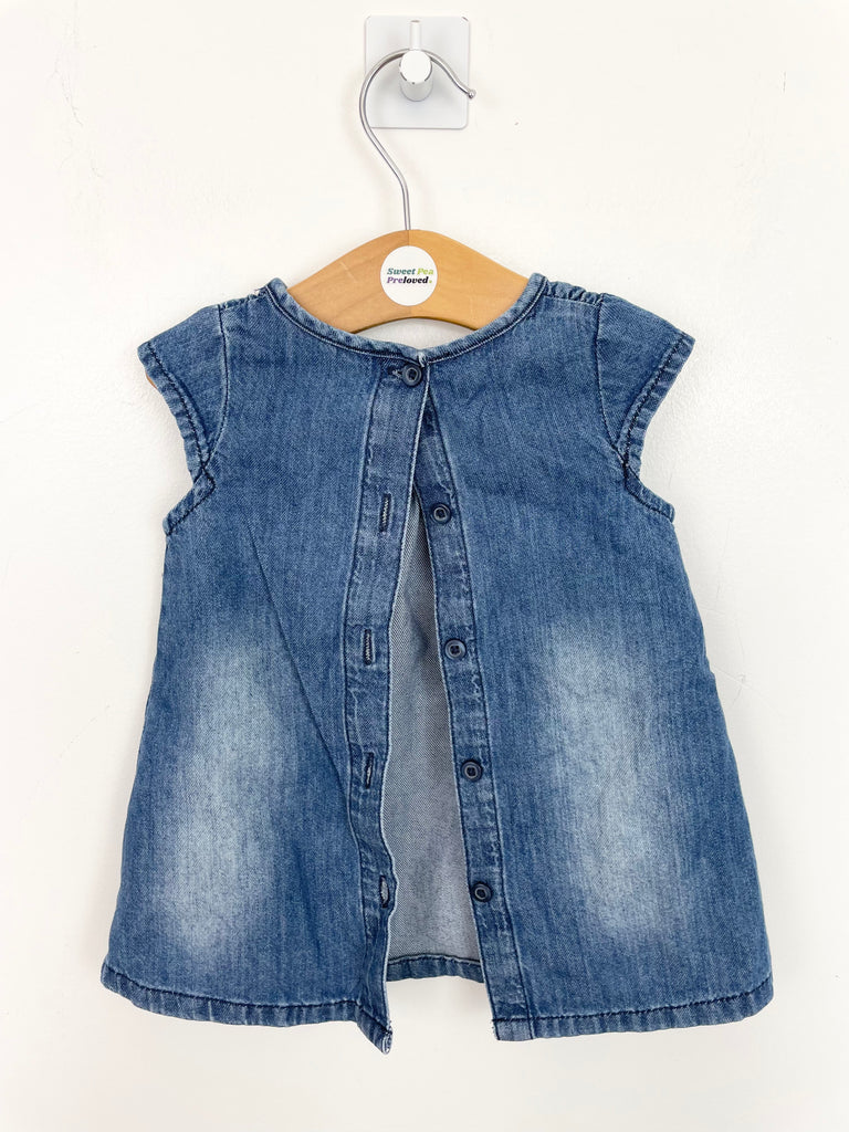 0-3m Next simple denim dress - buttons to back - Sweet Pea Preloved Clothes