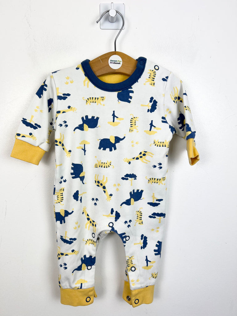 0-3m Kite Navy/yellow animal romper - Sweet Pea Preloved Clothes