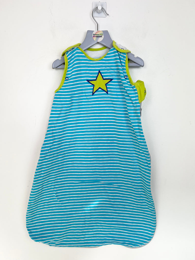 Second hand baby Grobag turquoise lime star sleeping bag 1.5 tog - Sweet Pea Preloved Clothes