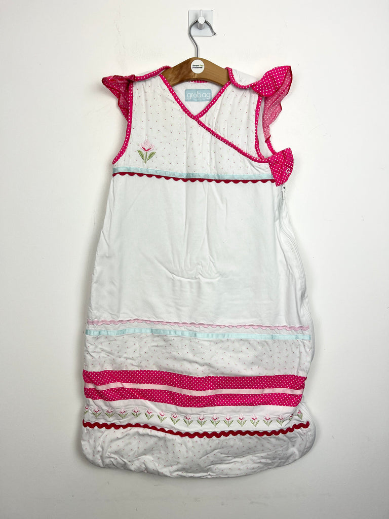 Second hand baby  Grobag pretty pink & white frill sleeping bag 2.5 tog - Sweet Pea Preloved Clothes