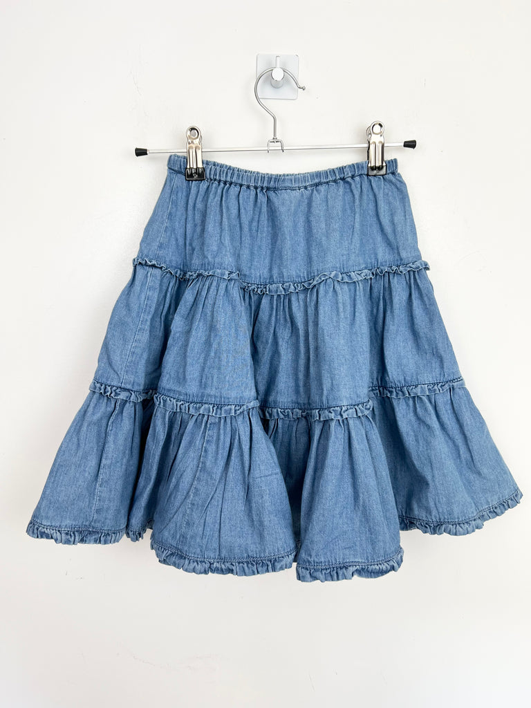 Second hand mini Boden tiered chambray skirt - Sweet Pea Preloved Clothes
