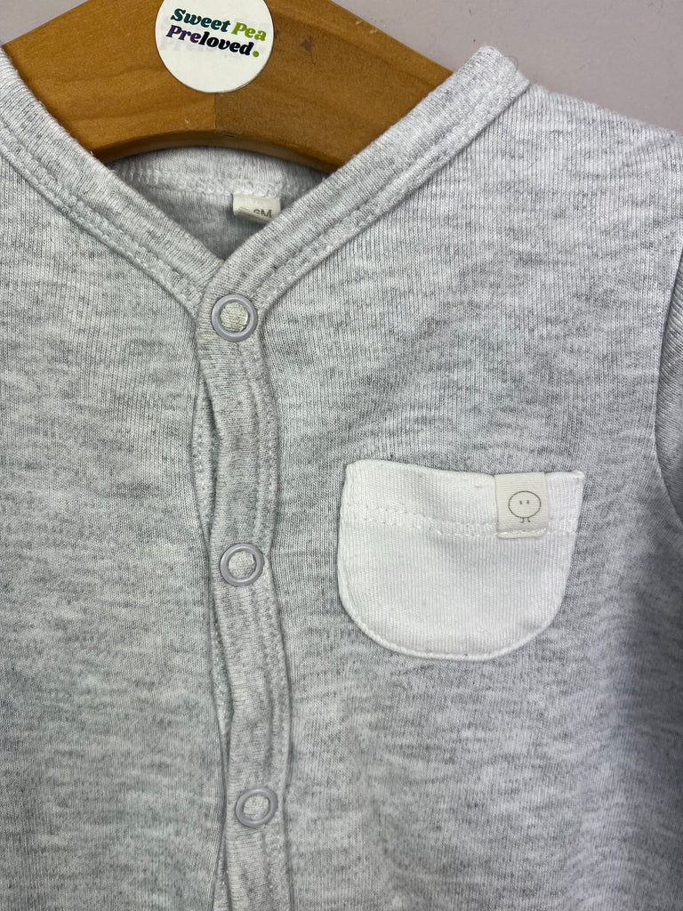 3-6m Mori grey sleepsuit - Sweet Pea Preloved Clothes